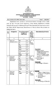Public Works Department Goa Recruitment pdf