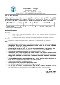 Satyawati College Recruitment pdf
