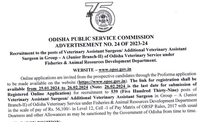 OPSC VAS Recruitment 2024 | ओपीएससी वीएएस भर्ती 2024