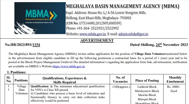 MBMA Recruitment 2024 | एमबीएमए भर्ती 2024